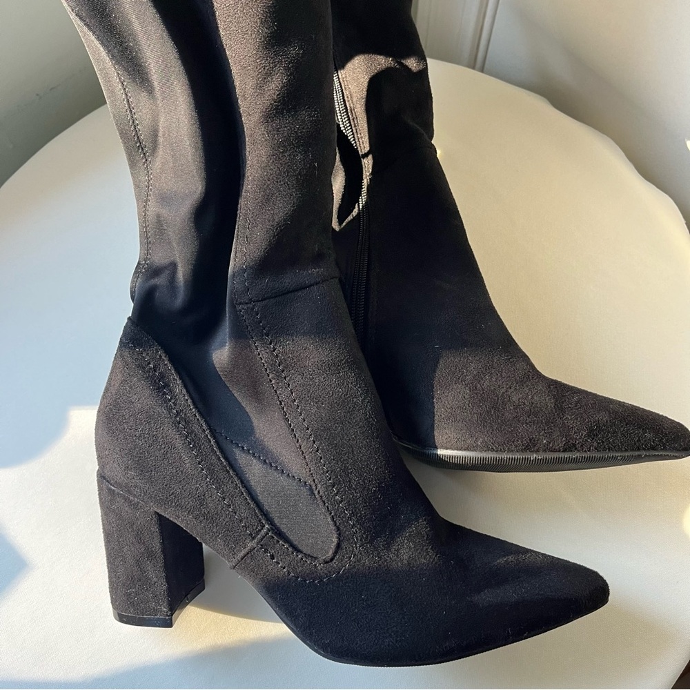 Forever 21 Black Suede High Knee Boots